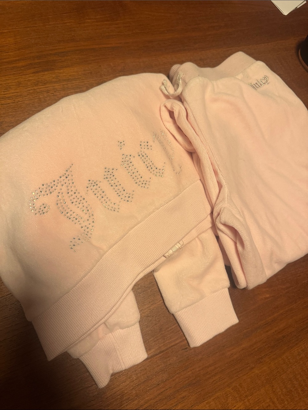 Juicy Couture Girls Light Pink Velour Hoodie & sweatpants Set